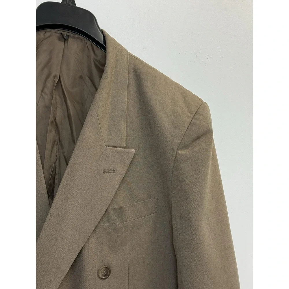 Bonelli Double Breasted Jacket Mens 44R Blazer Brown‎ Peak Collar Pinpoint